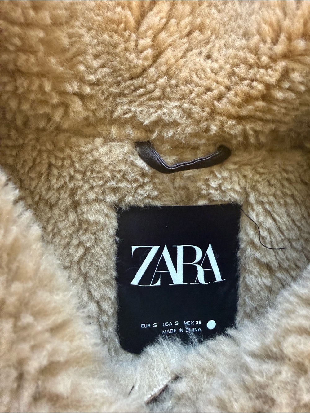 ZARA Women's Camel Faux Shearling Teddy Jacket